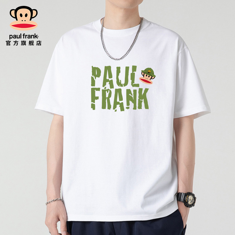 Paul Frank เสื้อยืดชายสไตล์อเมริกัน พิมพ์ลาย loose-print แขนสั้น 100% คอotton