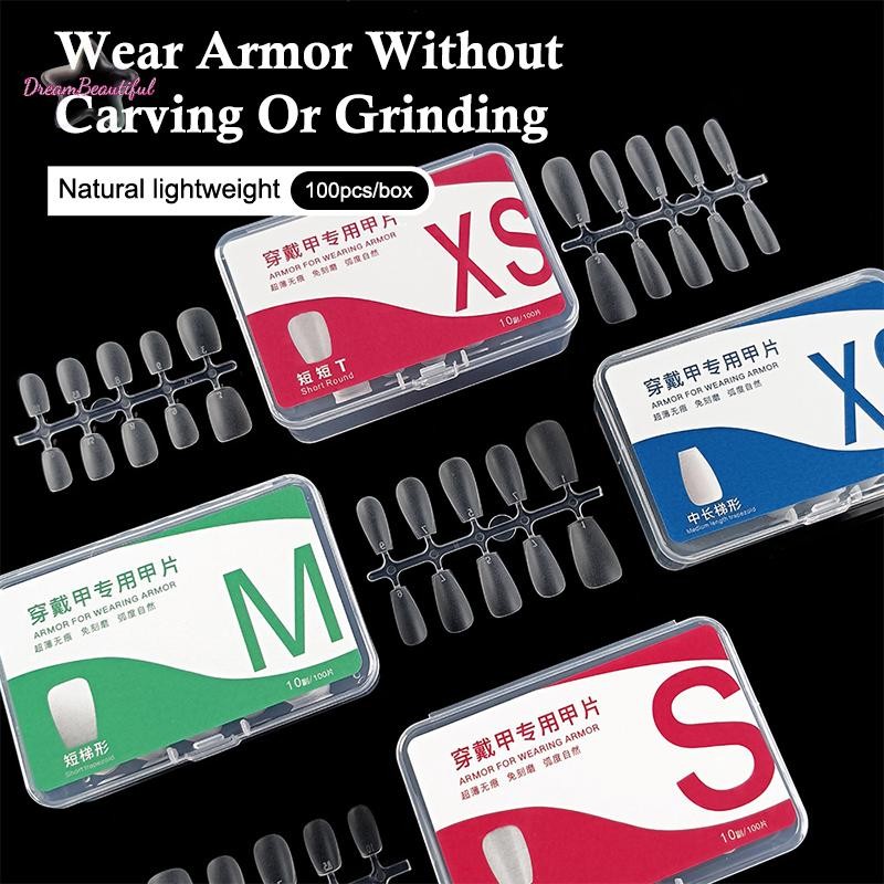 <ดีบีเอฟ-ที> 100ชิ้นกดบนเล็บเคล็ดลับเต็มปกบางเฉียบเล็บปลอมแพทช์เล็บเจลระบบขยายใสเล็บปลอมอุปกรณ์ศิลปะใหม่