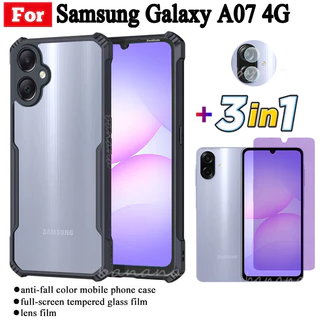 3 in 1 Samsung Galaxy A07 4G เคสโทรศัพท์กันกระแทกสําหรับSamsung Galaxy A 07 A0 7 A17 กระจกนิรภัยป้องกันหน้าจอและเลนส์ฟิล์มด้านหลัง