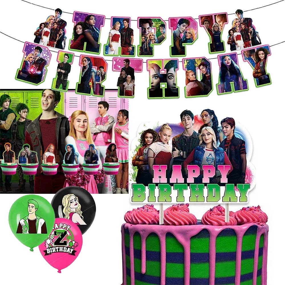 ZOMBIES 4 Party Supplies Set Balloons Cake Toppers Banner Birthday Decoration