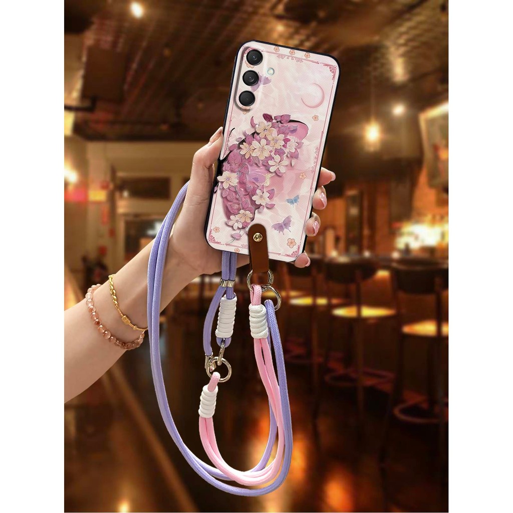ฝาหลัง Graffiti เคสโทรศัพท์สําหรับ Samsung Galaxy M55 5G/SM-M556B/C55/F55/M55S ทนทานกันน้ํา Lanyard 