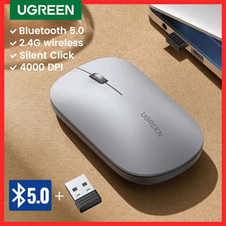 UGREEN เมาส์ไร้สายบลูทูธ 2.4G เงียบเม้าส์ 4000 DPI ซ้ายขวามื…