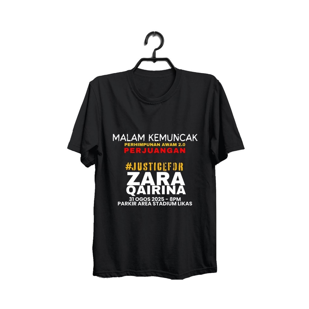 2025 justice สําหรับ Zara Qairina เสื้อผ้าเสื้อยืดแขนสั้น justice สําหรับ Zara-Zara Qairina Stop bul