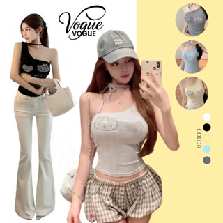 Vogue🌟พร้อมส่ง🌟 เสื้อกล้าม ลายแมวสีพาสเทล เสริมฟองน้ำ สไตล์เ…