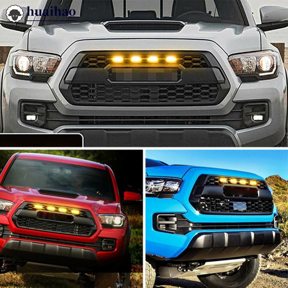 HUAIHAO 4 ชิ้น/เซ็ต LED Grille Light รถ 4LED ด้านหน้า Grille Light Lighting Eagle Eye โคมไฟสําหรับยา