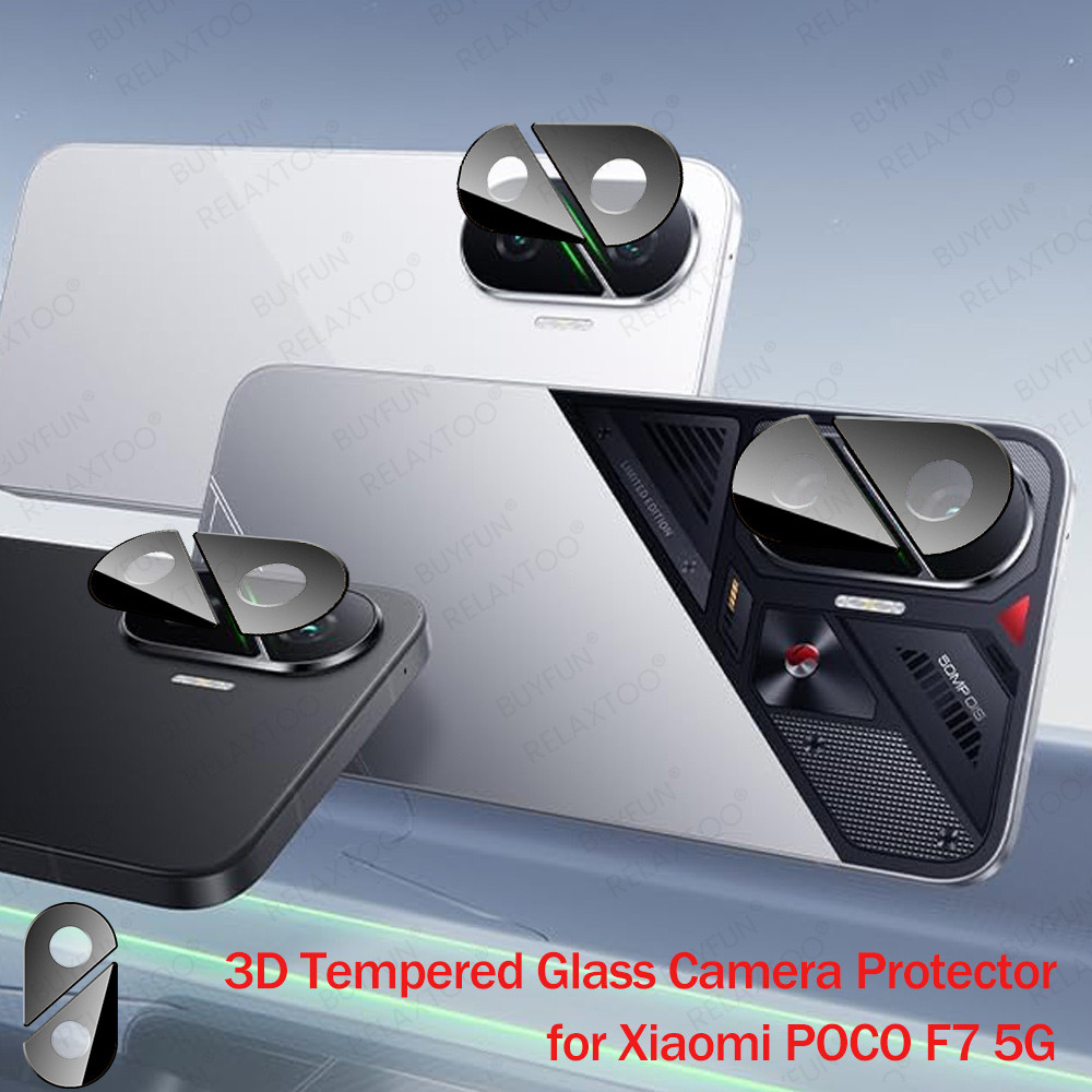 1-3PCS 3D กล้อง Protector กระจกนิรภัยสําหรับ Xiaomi POCO F7 5G เลนส์กล้องด้านหลังป้องกันฟิล์ม PocoF7