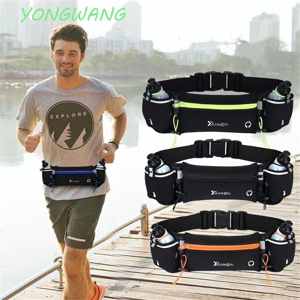 YONGWANG กระเป๋าคาดเอววิ่งพร้อมขวดน้ํา Hydration Belt Bottle Marathon Running Bag, Jogging Waterproo
