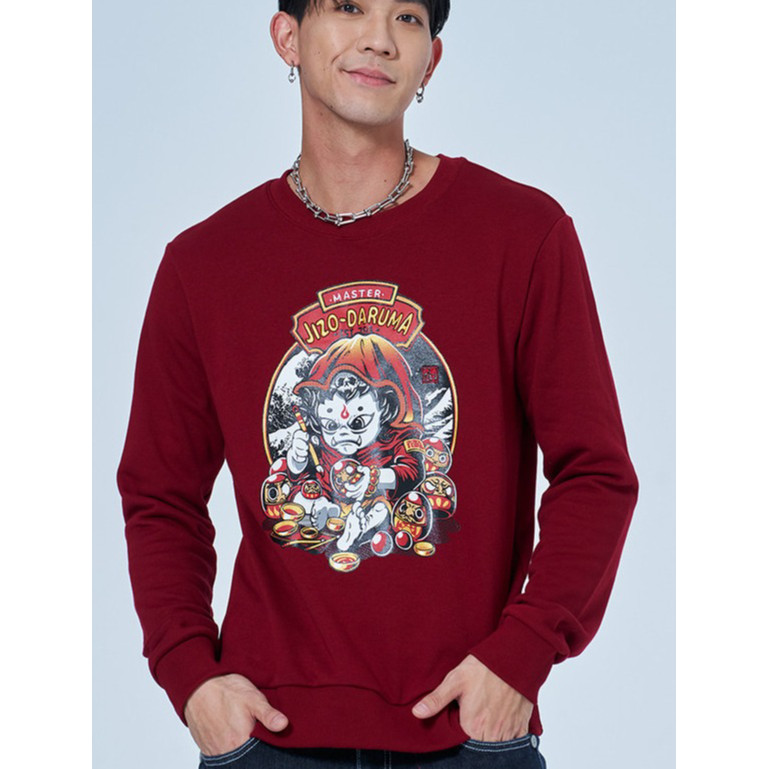 ผ้าฝ้ายแท้ฤดูใบไม้ผลิฤดูร้อน Jizo Xiaowang พิมพ์เสื้อยืดผู้ชายรอบคอ