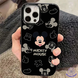 เคสไอโฟน 11 คู่รักมิกกี้มินนี่เมาส์พื้นผิวมันวาว สำหรับ IPhone 13 11 14 15 12 16 Pro Max 7 16 8 Plus XS Max XR X SE 2 3