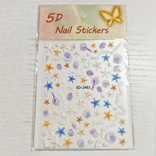 สติ๊กเกอร์ติดเล็บตกแต่งเล็บ Ocean Shell ปลาดาวน่ารักการ์ตูนแบน Nibirudu