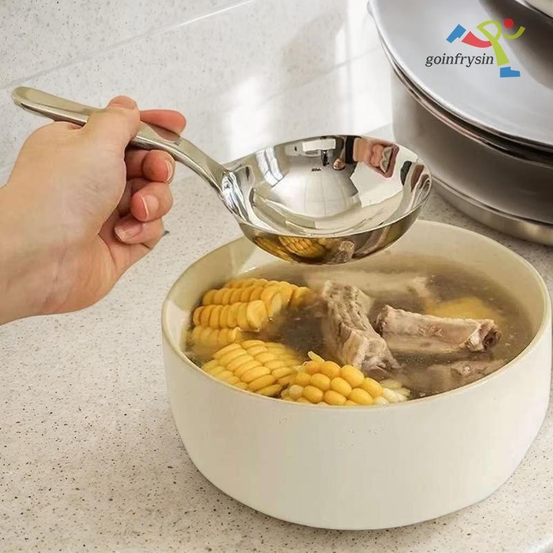 [HA] 201 สแตนเลส Deepen Tablespoons ซุปทัพพีด้ามสั้นขนาดใหญ่ Ramen Bouillon ช้อนครัวบนโต๊ะอาหารอุปกร