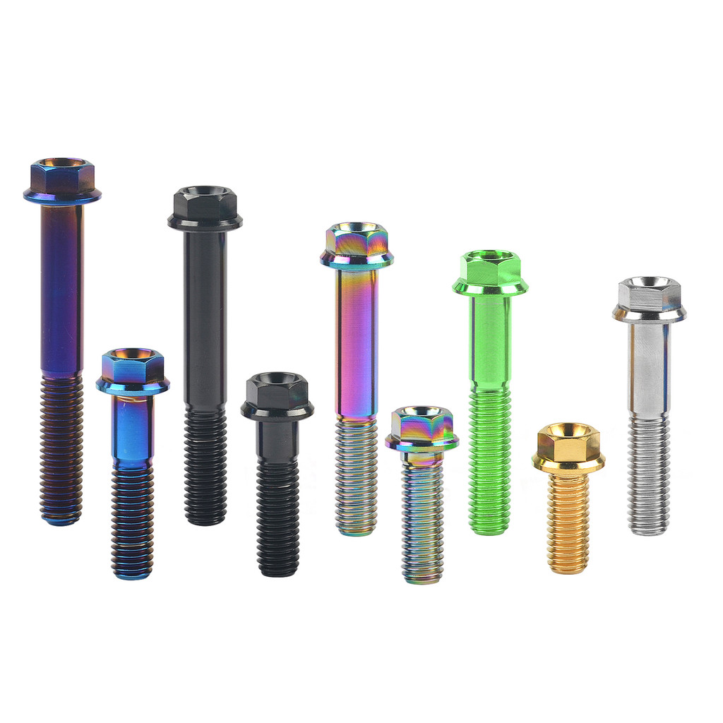 Catdogbear 1 ชิ้นไทเทเนียม Bolt M8X15 20 25 30 35 40 45 50 55 60 65 มม.สกรูหัวหน้าแปลนหกเหลี่ยมสําหรับจักรยานชิ้นส่วนรถจักรยานยนต์
