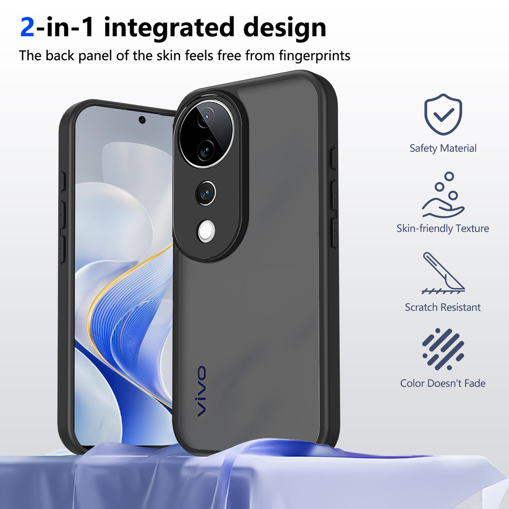 ปลอกสําหรับ Vivo V40 Pro VivoV40 Pro V40Pro VivoV40Pro 5G Matte สีดําอะคริลิคเคสโทรศัพท์กันกระแทกป้อ