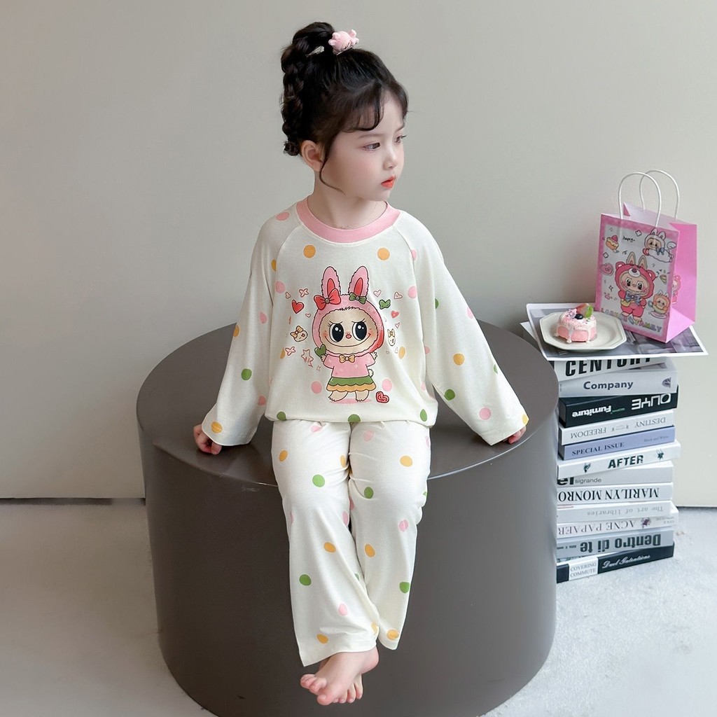 ชุดนอนเด็กผู้หญิง Labubu แขนยาว น่ารัก ระบายอากาศ ใส่สบายในบ้าน - รูปที่ 3