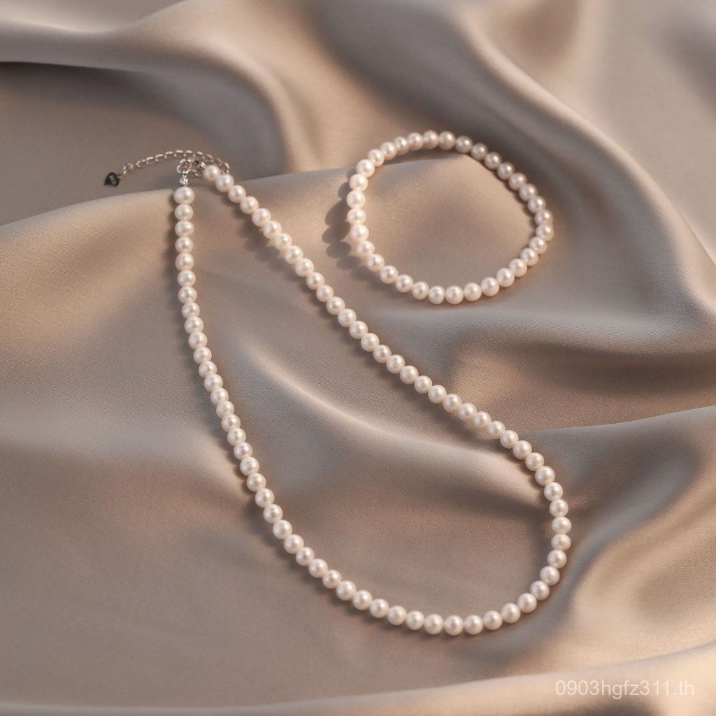 ไข่มุกผู้หญิงลูกปัดสร้อยคอสร้อยคอน้ําจืด Pearl สร้อยข้อมือธรรมชาติ Retro Shijia Niche Clavicle Chain