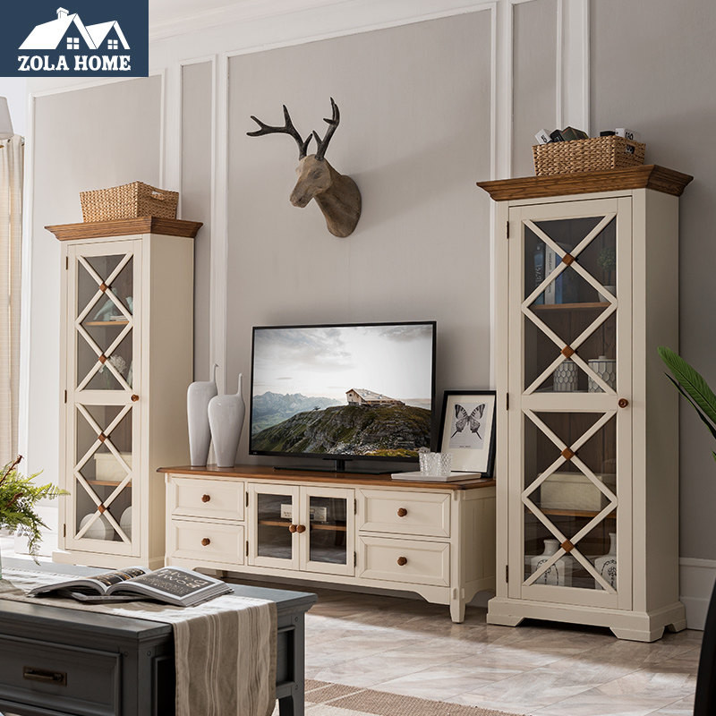 Zuola Home Kinston Kingston อเมริกันไม้เนื้อแข็งประตูเดียวตู้หนังสือเมดิเตอร์เรเนียนชั้นวางหนังสือพร