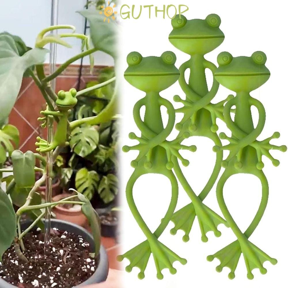 GUTHOP 1/2/4PCS กบขาตั้งพืช, Universal Garden Trellis กบรองรับพืช,ทนทานสีเขียวกบดอกไม้หม้อ Hugger ในร่ม/กลางแจ้ง
