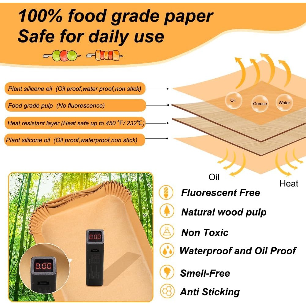 YQL 150PCS Air Fryer Liners สําหรับ Ninja DZ071/ทันที 9 Qt DualZone FlexBasket Air Fryer อุปกรณ์เสริ