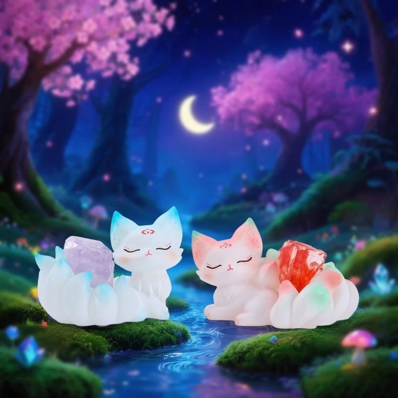 กล่องตาบอดคริสตัลจิ้งจอกเก้าหาง ตกแต่งหินดั้งเดิม ตุ๊กตาแฮนด์เมดสัตว์ร้ายในตํานาน ของขวัญวันเกิด - รูปที่ 6