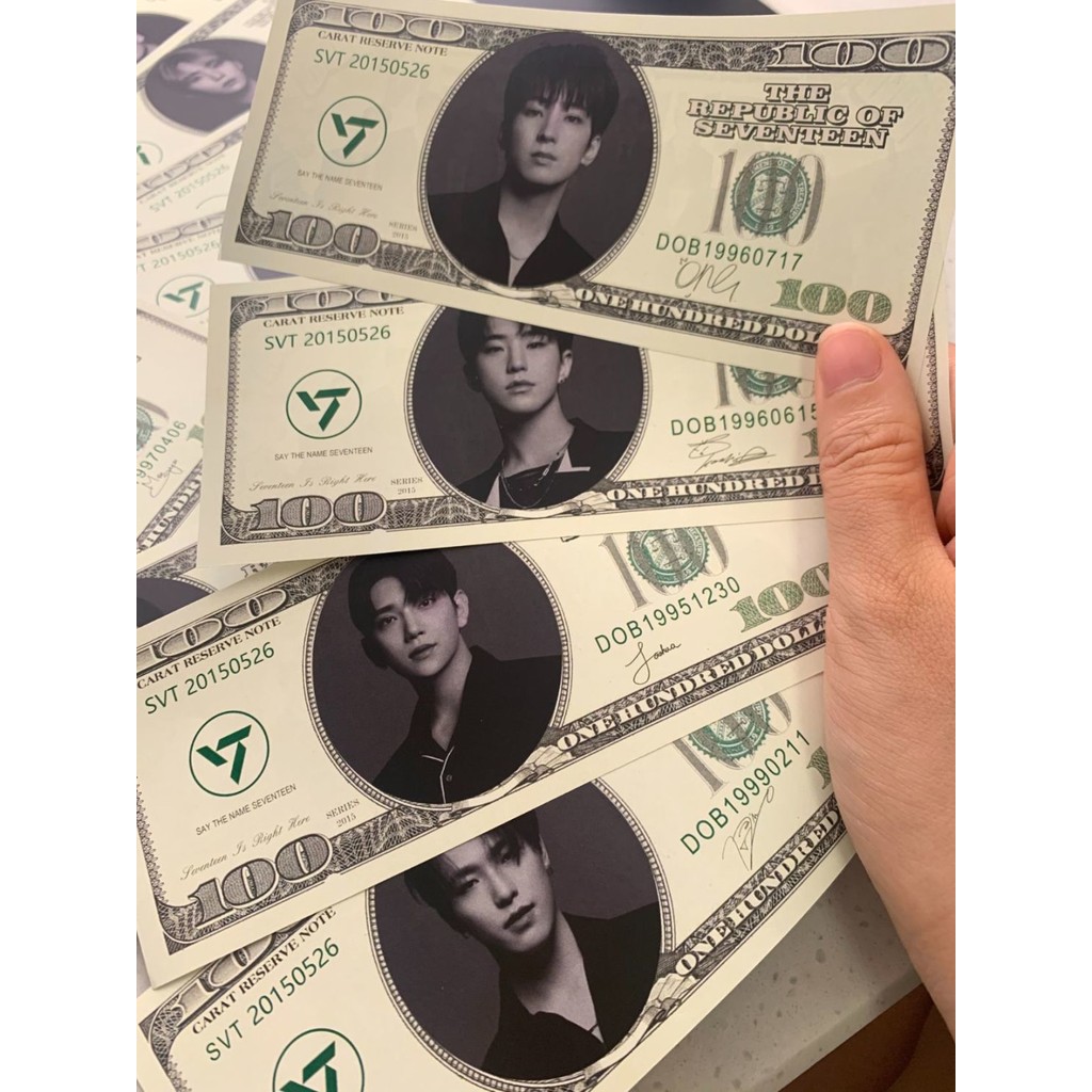 SEVENTEEN Times ธนบัตรการ์ดข้าวทําต้นฉบับทั้งหมดของขวัญเล็ก ๆ ธนบัตรอ่อนพิมพ์เอง 9.9 fc
