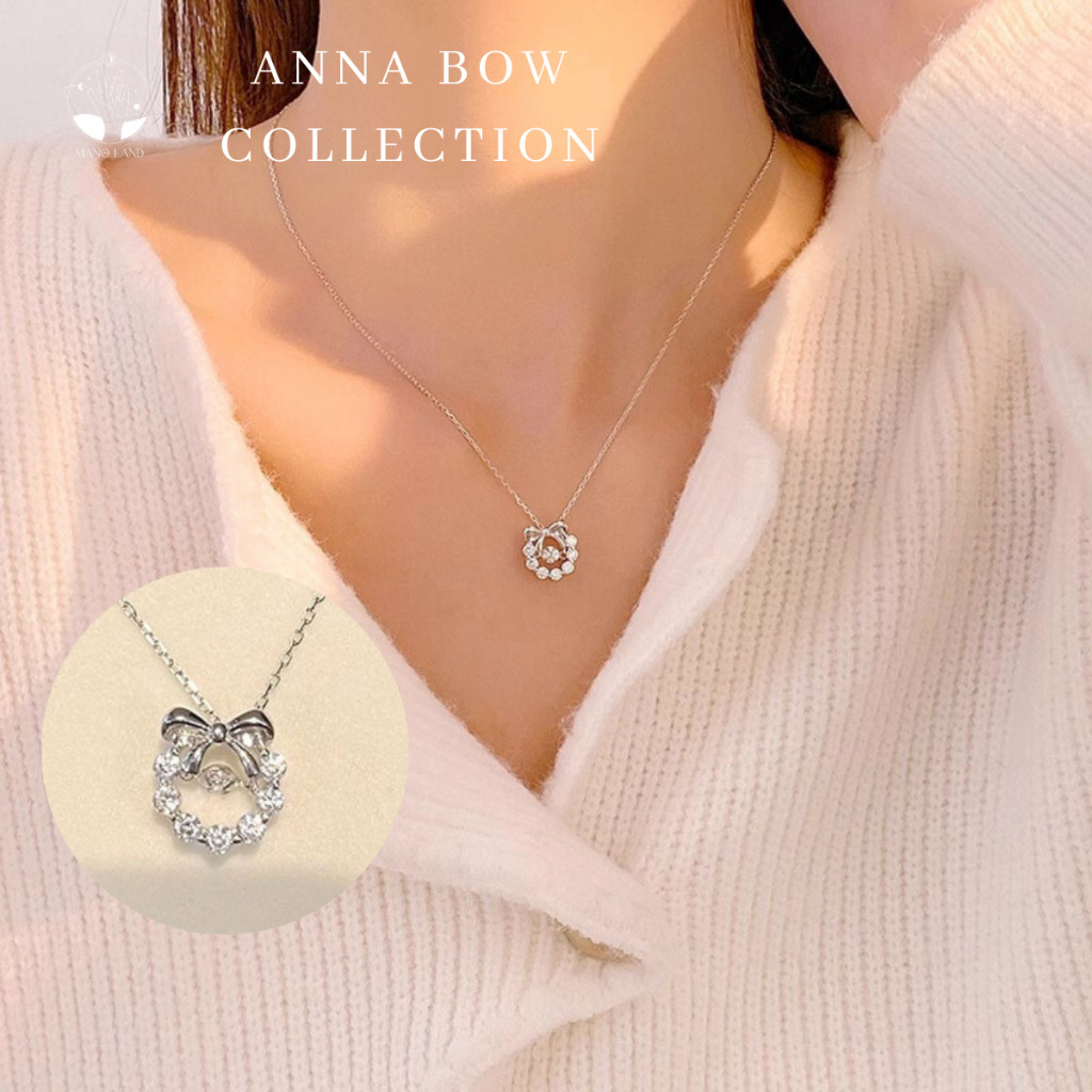 MNL💗สร้อยคอ ANNA Bow สร้อยคอจี้โบสไตล์เกาหลี เครื่องประดับผู้หญิง แฟชั่นเงินแท้ ไม่ลอกดำ มินิมอล ของ