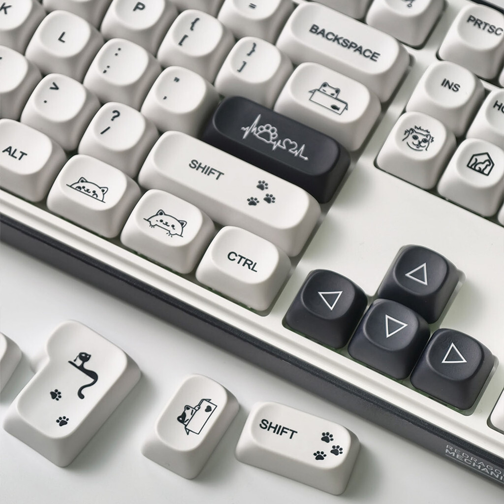 แปลกแมว Keycaps MOA โปรไฟล์ 124 คีย์ PBT Dye Sublimation Aula F75 F99 RK100 Mechanical Keycaps การ์ต