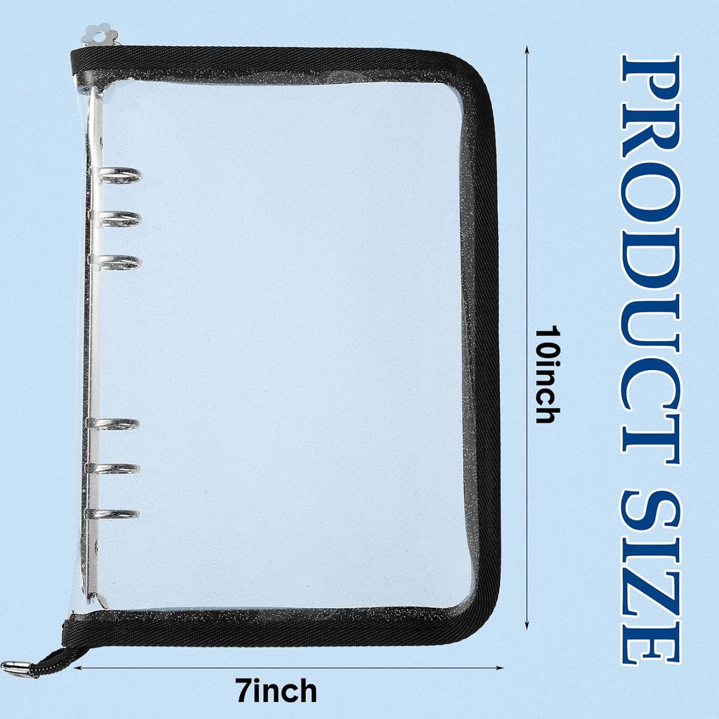 Seajan 4 ชิ้น 6 แหวน A5 Binder Cover Notebook Binder, วันวาเลนไทน์ PVC Photo Album Organizer พร้อมซิ