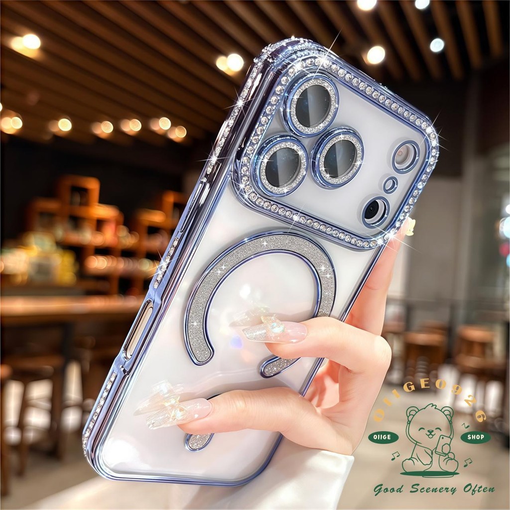 เคส iPhone17 สีส้ม ชุบเคสโทรศัพท์แม่เหล็ก iphone17 Pro Max 16 15 14 13 12 11 เคสสําหรับ iPhone เคสซิลิโคนนิ่ม TPU กันกระแทก - รูปที่ 4