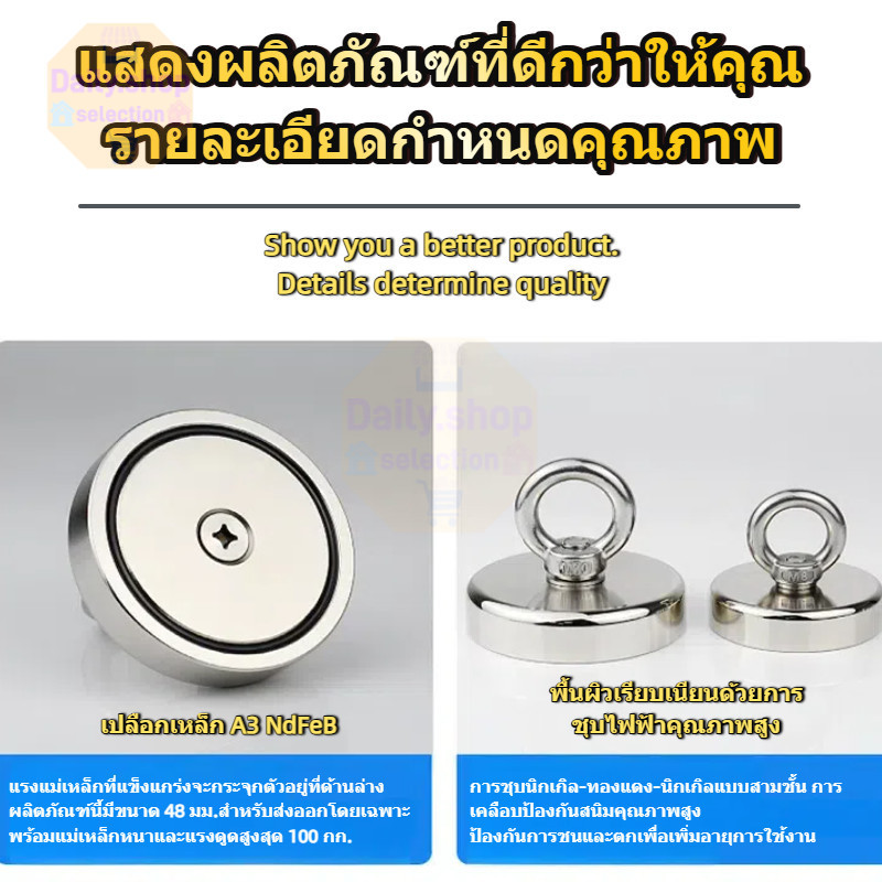 (คุณภาพสูง) แม่เหล็กแรงดูดสูง แม่เหล็กกอบกู้ มีให้เลือกขนาด D16/D20/D25/D32/D42/D48 - รูปที่ 5