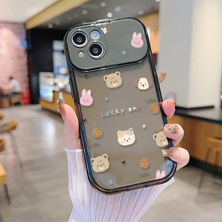 จัดส่งในพื้นที่ เคสกระจกแต่งหน้า สีชมพู โรแมนติก น่ารัก For IPhone16 15 14 13 11 6 7 8 plus Pro Promax X XR XSMAX HZJ133
