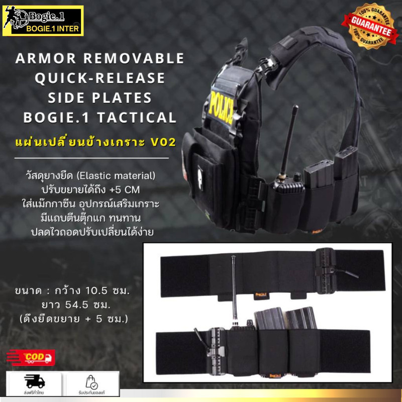 Bogie1 quick-release side plates แผ่นเปลี่ยนข้างเกราะ รุ่น V02 สีดำ by Tactical