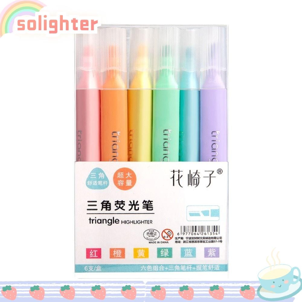 ปากกาเน้นข้อความ SOLIGHTER, ปากกามาร์กเกอร์กราฟฟิตีภาพวาดป้องกันดวงตา, |สีสามเหลี่ยม Penholder ความจุขนาดใหญ่ DIY สมุดปากกา Back To School