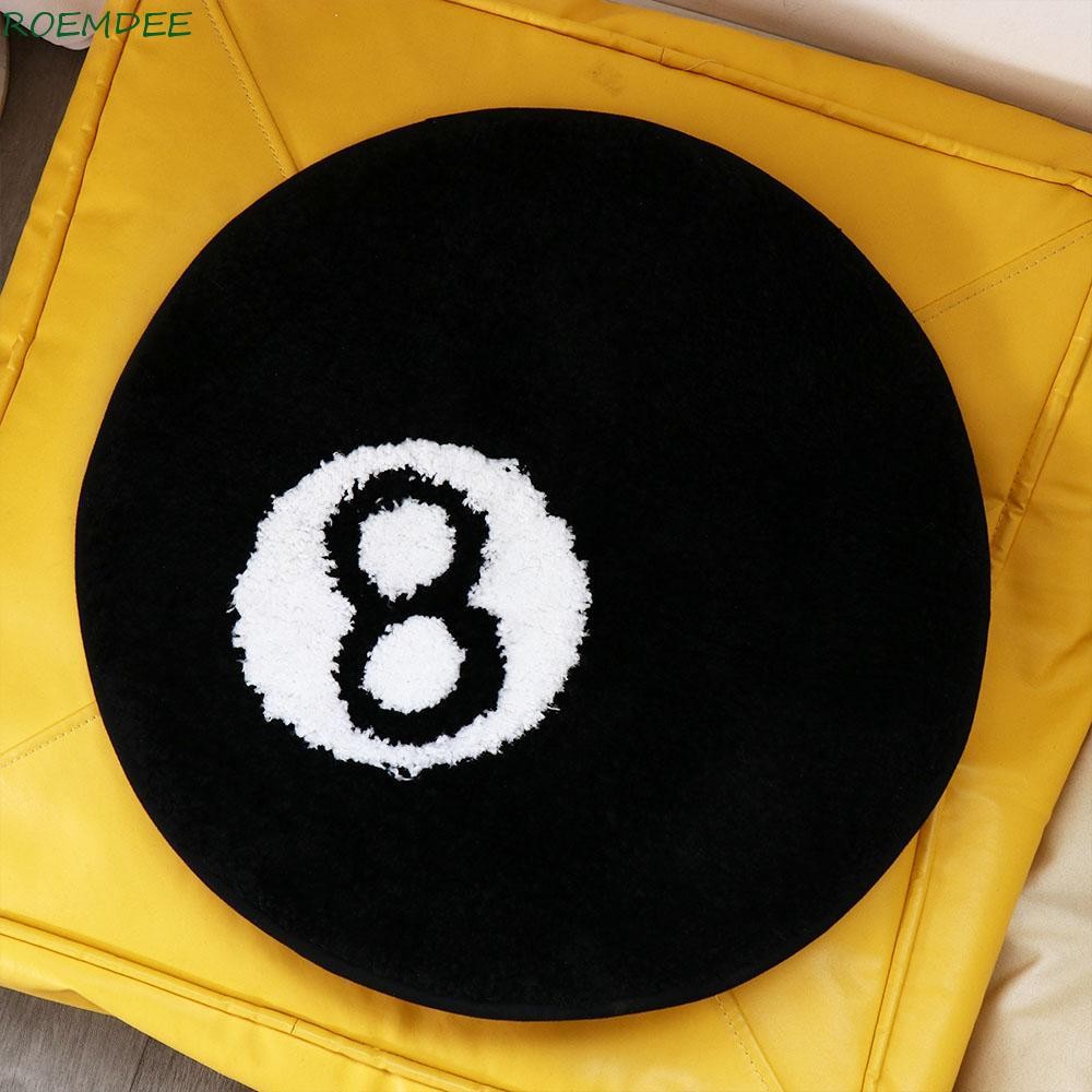 ROEMDEE 8 Ball พรม,กันลื่นรอบ 8 Ball Rug, Creative Plush Skin Friendly Soft 8 Ball Mat Hoom Decor