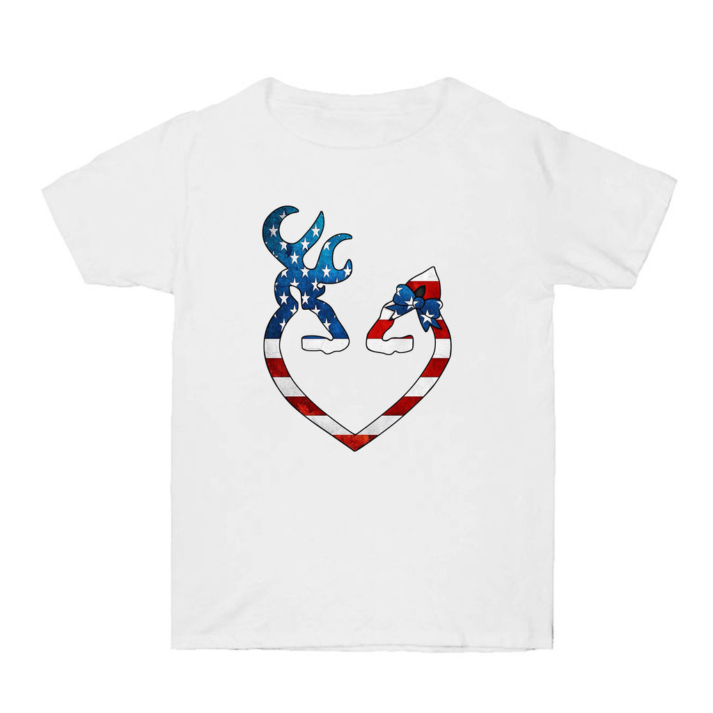 สไตล์ใหม่ 2025 Love Heart 2025 Top ใหม่วันอิสระสุภาพสตรีเสื้อยืดสีขาวอเมริกันสีดําพิมพ์ใหม่ 234th แข