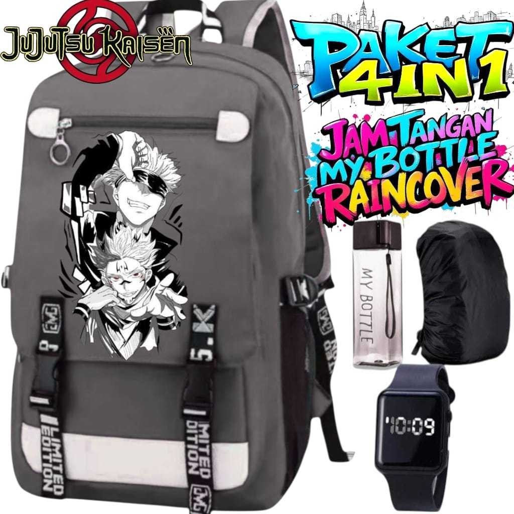 HIJAZ BAG - JUJUTSU KAISEN GOJO SATORU ANIME 4IN1 SCHOOL BAG FOR ELEMENTARY SCHOOL BOYS AND GIRLS