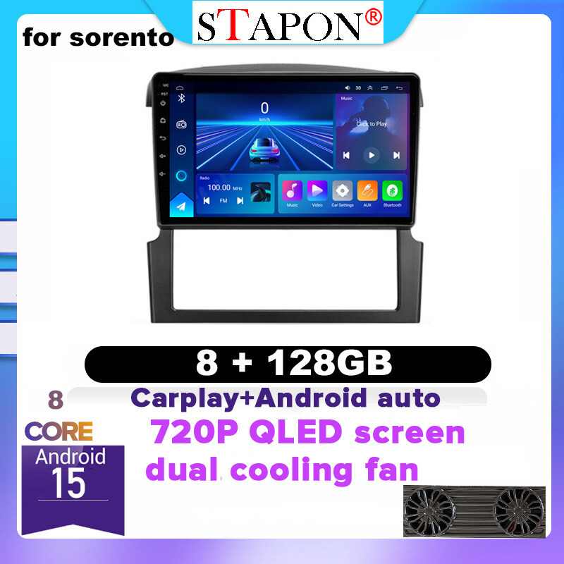 STAPON 9 นิ้ว 8+128G สําหรับ kia sorento 2002-2008 Android15 octa core 1280x720P QLED หน้าจอ dual co