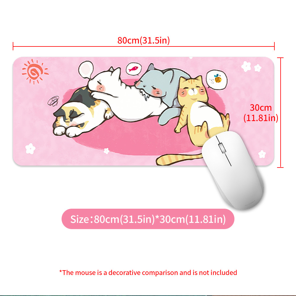 แผ่นรองเมาส์ลายการ์ตูน 100 แบบ ยาว 80*30 ซม. แผ่นรองเมาส์แบบสวมข้อมือ ลายแมว หมู อนิเมะ - รูปที่ 7