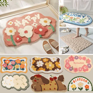 พรมนิ่ม พรมกันลื่น 40*60cm ดูดซับน้ำได้ดี สีสันสดใส สําหรับตกแต่งบ้าน ห้องน้ำและห้องครัว