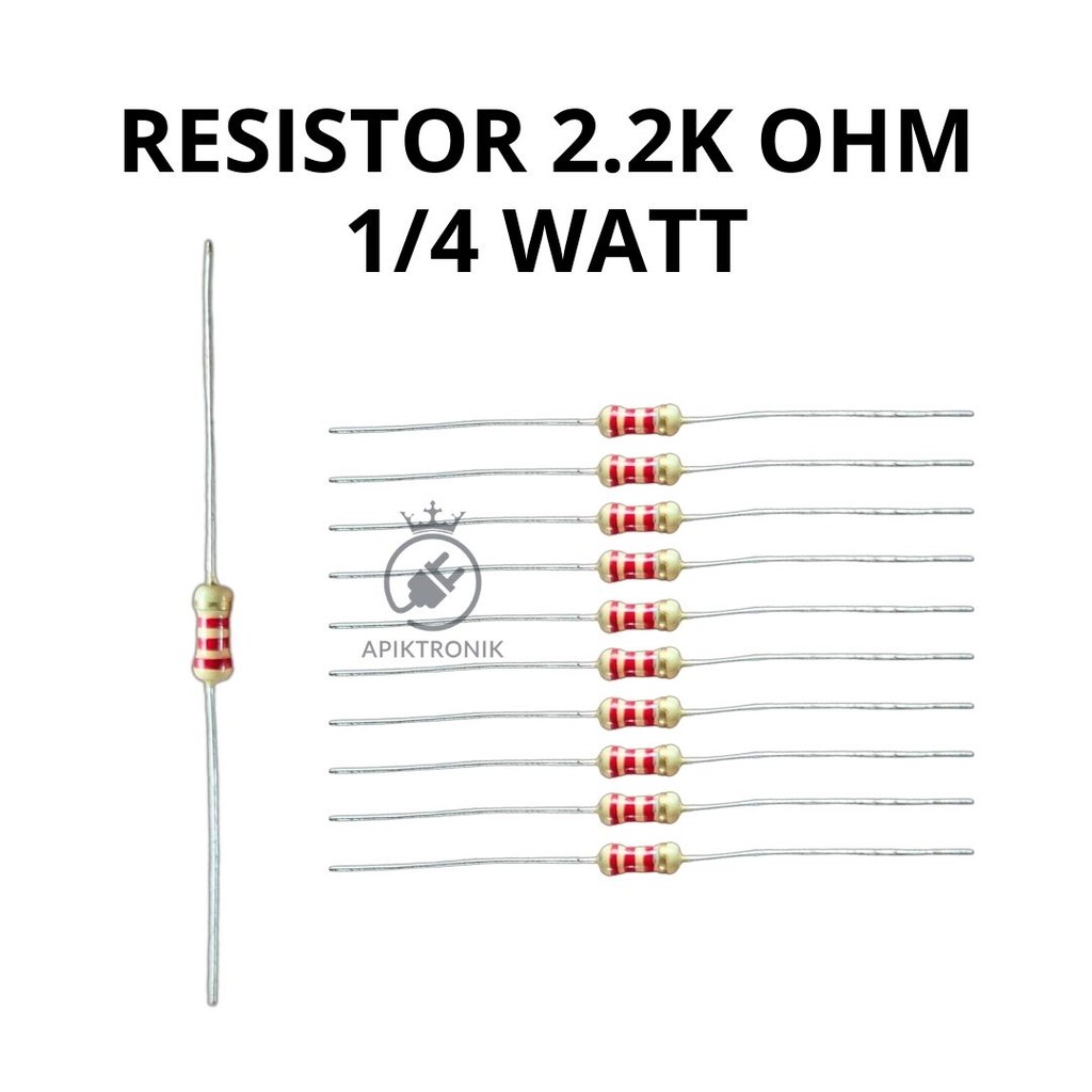 MERAH 2.2K Ohm 1/4 Watt Resistor – Axial Type Color Code สีแดงแดง