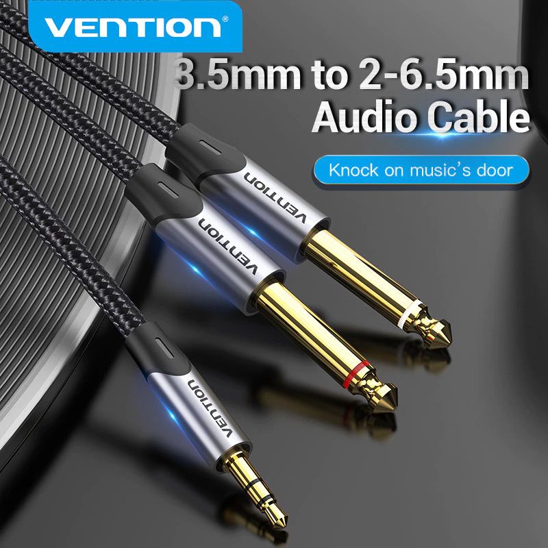 Vention Audio Splitter 3.5mm to 6.5mm Adapter 3.5mm Female to 2 Male 6.5mm Audio Jack mic Y Splitter For PC Phone to Speaker Mixer adapter Audio Converter Cable