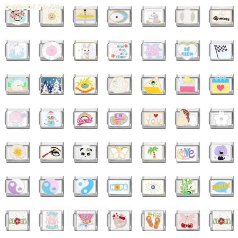 ยอดนิยม Love Sun Butterfly Beach Unicorn Italian Charm Links Fit 9 มม.สร้อยข้อมือสแตนเลสทําเครื่องประดับ