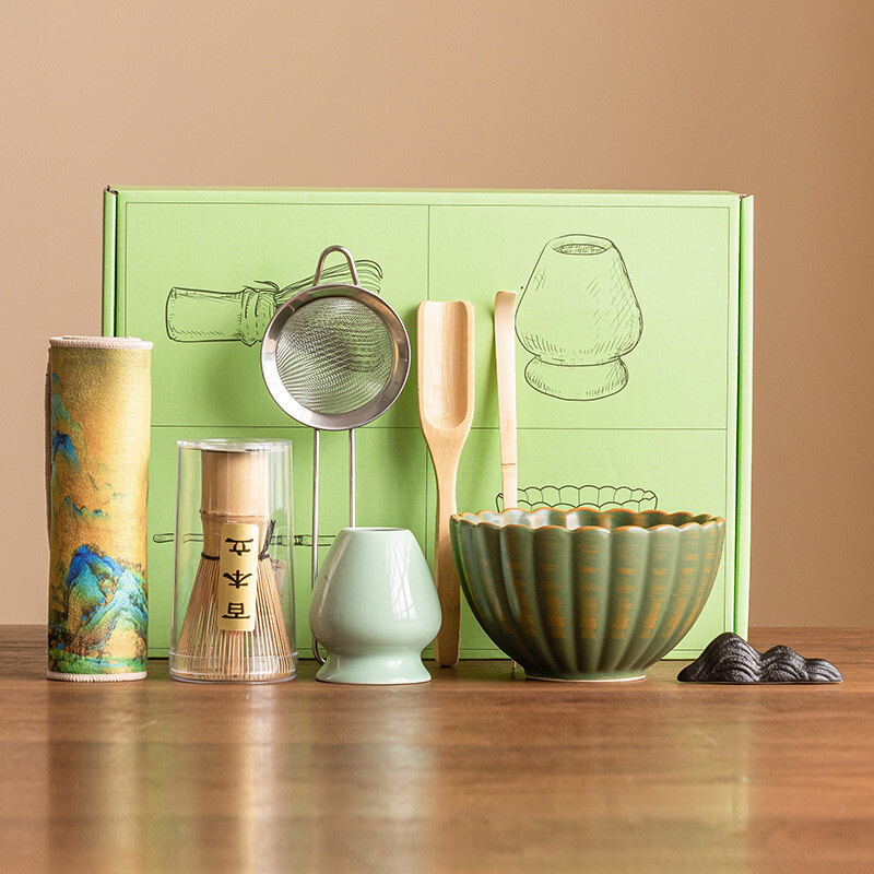 8pcs Matcha White Tea Whisk Teaware พิธีชงชาญี่ปุ่นไม้ไผ่ Chasen ชาเครื่องมือแปรงชาประณีต Matcha Kit