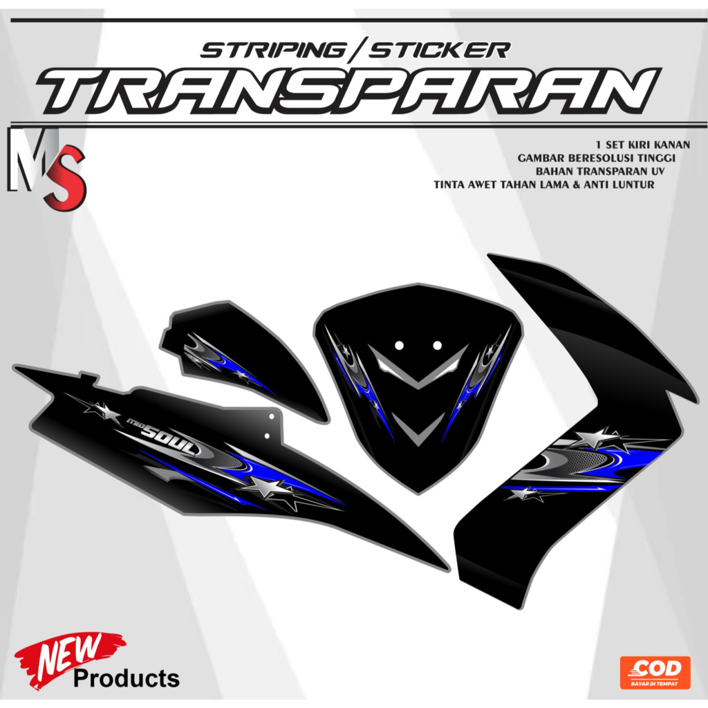 สติ๊กเกอร์แถบเต็นท์ YAMAHA MIO SOUL/KARBU ใหม่ CUSTOM MOTIF Y14 TRANSPARENT UV