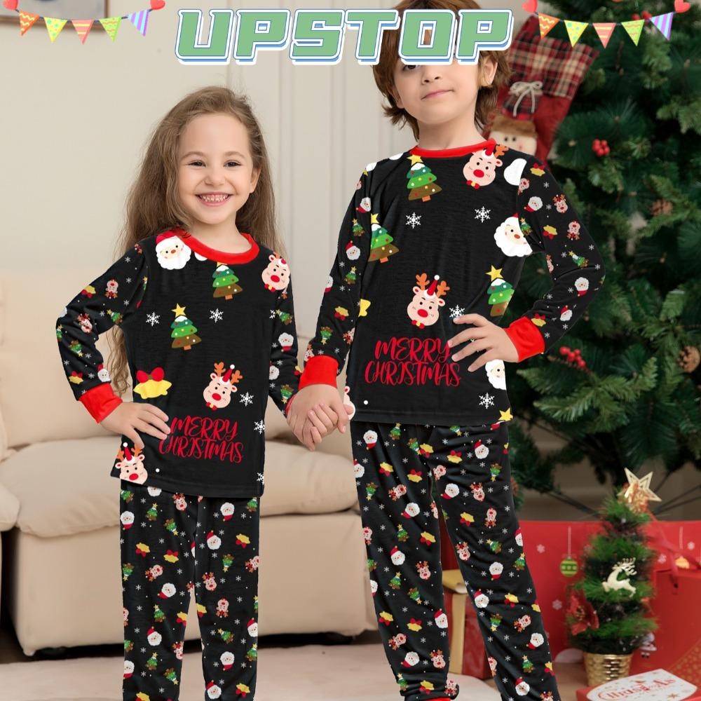 UPSTOPBO Family Matching Pyjamas, Deer Santa Christmas ชุดนอนชุดน่ารักผู้ใหญ่เด็ก Family Look ชุดชุด