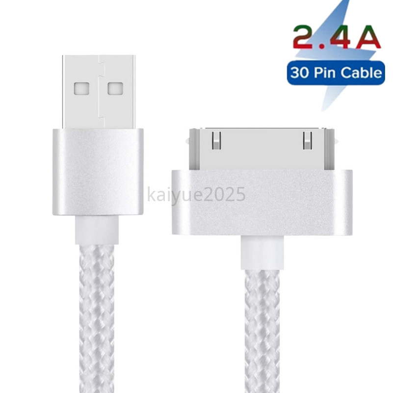 1m สายชาร์จข้อมูล USB ถักสําหรับ iPhone 4S 4 S 3GS iPad 1 2 3 iPod Nano iTouch Fast Charging ข้อมูล 