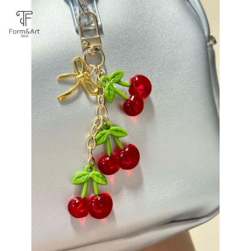 Form & Art Y2K จําลองเชอร์รี่ผลไม้พวงกุญแจเกาหลีสดหวานพวงกุญแจแฟชั่นผู้หญิงกระเป๋าจี้ Key แขวนตกแต่ง