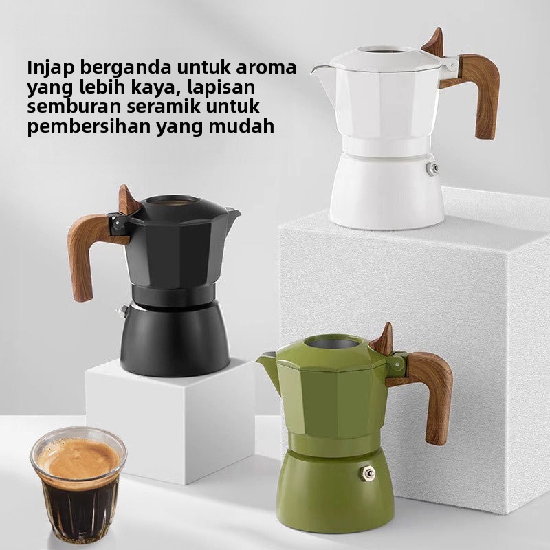 Double Valve Moka Pot อิตาลีสกัดหม้อกาแฟกลางแจ้งทํากาแฟ Moka Pot Espresso เครื่องใช้ไฟฟ้า