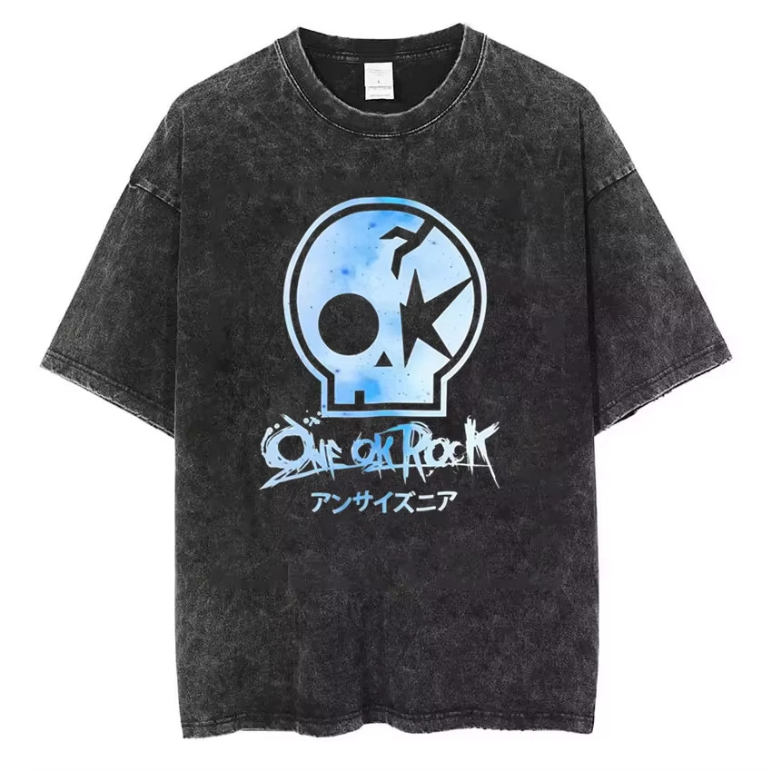 เสื้อยืดวินเทจ One Ok Rock Tour Tengkorak Washed สำหรับผู้ชายและผู้หญิง เสื้อยืดผ้าฝ้ายฤดูร้อน Oversized สไตล์ฮิปฮอป - รูปที่ 6