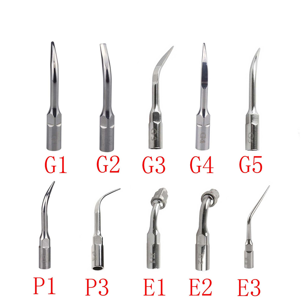 5pcs G1,G2,G3,G4,G5,P1,P3 ทันตกรรม Scaler เคล็ดลับ Fit Ems นกหัวขวาน Ultrasonic Scaler Handpiece ทัน