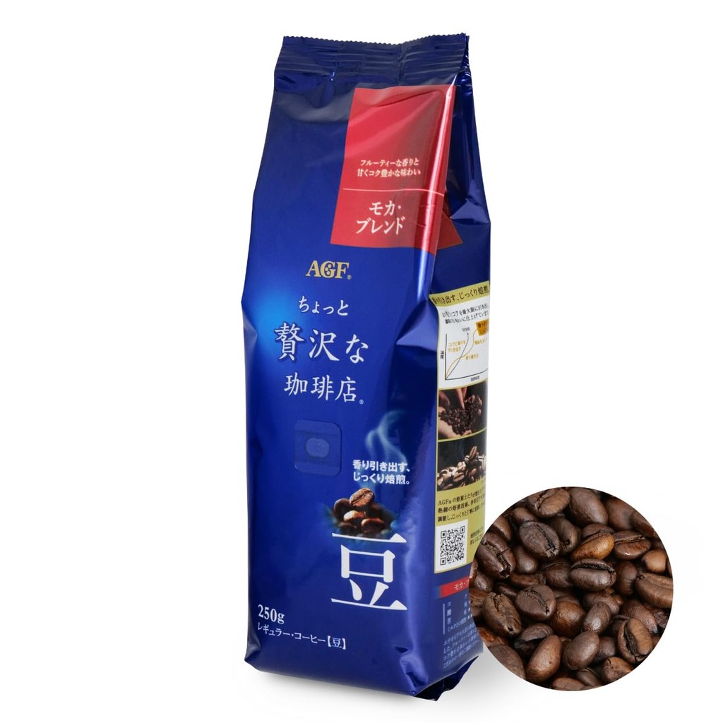 AGF Premium Coffee Shop Regular Coffee Beans Mocha Blend 250g (x1)